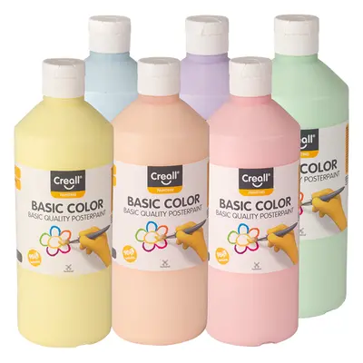 Temperové barvy Creall Pastel, 6 x 500 ml, mix pastelových barev