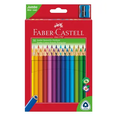 Pastelky Faber-Castell Jumbo trojhranné, 30 barev + ořezávátko