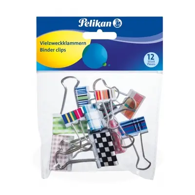 Pelikan Klip binder 12 ks, 3 velikosti - mix barev