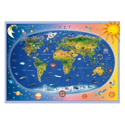 Puzzle dětská mapa světa, 100 XL dílků