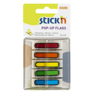 Plastové samolepicí záložky Stick'n POP-UP 45 × 12 mm, 5 × 30 lístků, neon šipky