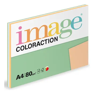 Coloraction A4 80 g 5 × 20 ks - mix pastelové (žlutá, zelená, modrá, růžová, meruňková)