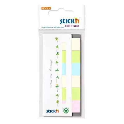 Papírové samolepicí záložky Stick'n 45 × 15 mm, 6 × 30 lístků, recyklované barvy