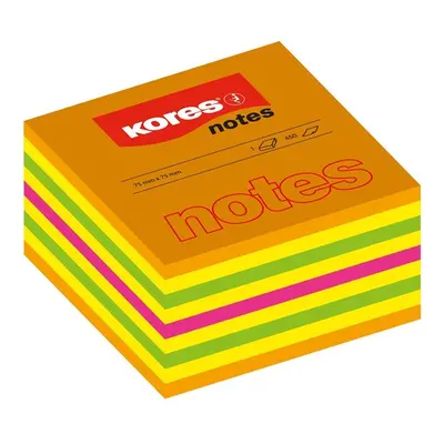 Kores Samolepicí bloček CUBO 75 × 75 mm - neonové barvy