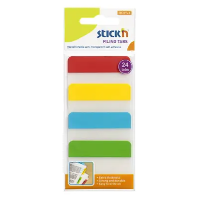 Plastové samolepicí záložky Stick'n extra pevné, 38 × 51 mm, 4 barvy × 6 záložek