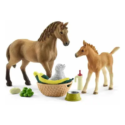 Schleich 42432 Set hříbě a Quarter kůň se štěňátkem a doplňky