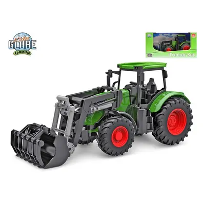 Kids Globe traktor zelený s předním nakladačem volný chod 27 cm