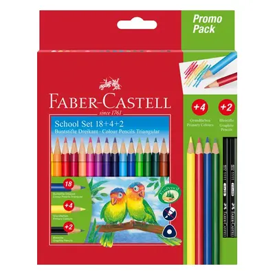 Pastelky Faber-Castell trojhranné Promo balení, 18 + 4 ks + 2 ks