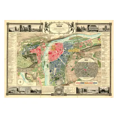 Nástěnná mapa PRAG - PRAHA 1847