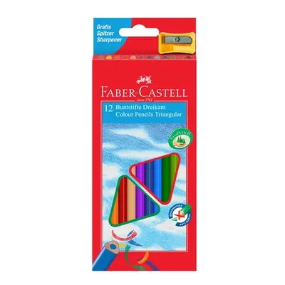 Pastelky Faber-Castell - trojhranné, 12 barev + ořezávátko