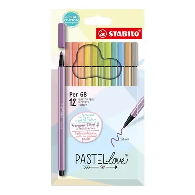 STABILO Pastellove Pen 68 Vláknový fix - sada 12 barev