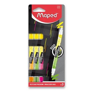 Zvýrazňovač MAPED Fluo Peps Duo Neon - sada 3 ks