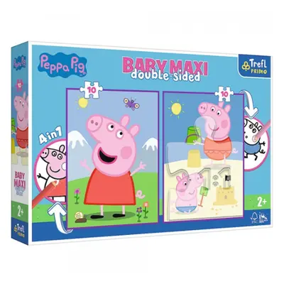 Puzzle 4 v 1 maxi oboustranné 2 x 10 dílků Peppa má dobrý den/ Peppa Pig