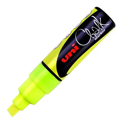 Křídový popisovač UNI se seříznutým hrotem 8 mm - fluo-žlutý