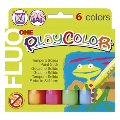 Playcolor - tuhé temperové barvy 6 kusů - fluo