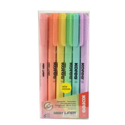 Kores Zvýrazňovač High Liner Pastel - sada 6 pastelových barev