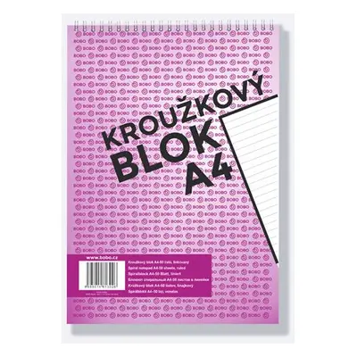 BOBO Blok kroužkový, horní vazba, A4 50 l. linkovaný