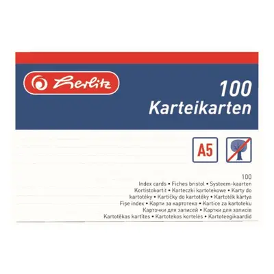 Herlitz Karty do kartotéky A5, linkované - 100 ks