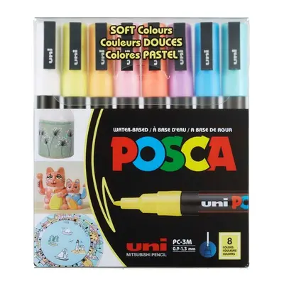 Akrylové popisovače POSCA, PC-3M - 8 pastelových barev