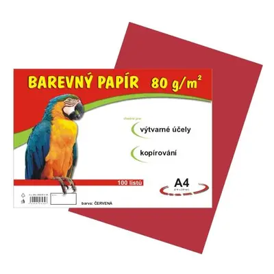 Barevný papír A4 80 g - 100 ks - červený