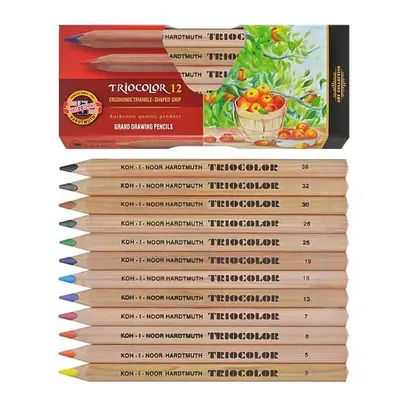 Koh-i-noor Pastelky TRIOCOLOR 3152 JUMBO - přírodní - 12 barev