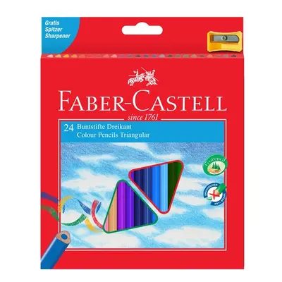 Pastelky Faber-Castell - trojhranné, 24 barev + ořezávátko