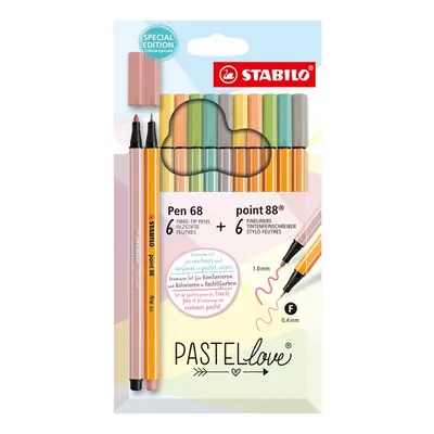 STABILO Pastellove Pen 68 Vláknový fix a point 88 Jemný liner - sada 12 ks