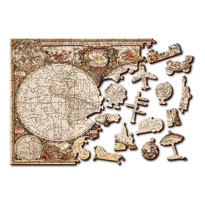 Dřevěné puzzle Antická mapa světa 2 v 1, 150 dílků EKO