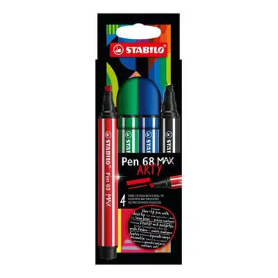 STABILO Pen 68 MAX Vláknový fix s klínovým hrotem - sada 4 barev ARTY