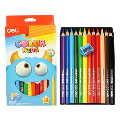 Pastelky DELI trojhranné JUMBO Color Kids - 12 barev