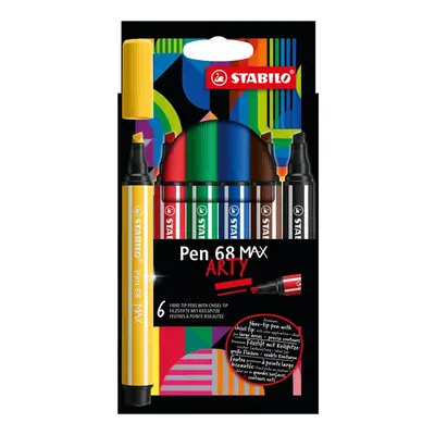 STABILO Pen 68 MAX Vláknový fix s klínovým hrotem - sada 6 barev ARTY