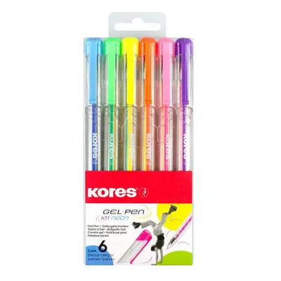 Kores Kuličkové gelové pero K11 Pen Neon 1 mm - sada 6 barev