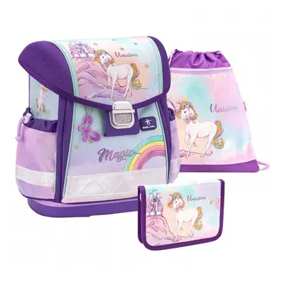 Školní set Belmil - Rainbow Unicorn Magic (aktovka + penál + sáček)