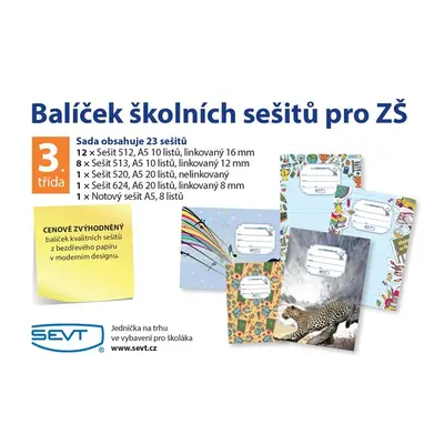 Balíček školních sešitů pro 3. třídu ZŠ