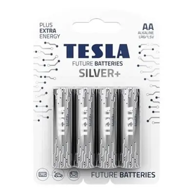 Alkalická tužková baterie AA Tesla SILVER+ 4 ks, blistr