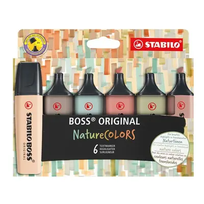 Zvýrazňovač STABILO BOSS ORIGINAL NatureCOLORS - sada 6 barev