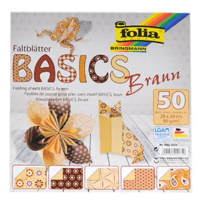 Origami papír Basics 80 g/m2 - 10 × 10 cm, 50 archů - hnědý