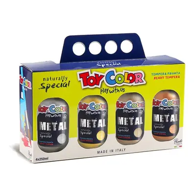 Temperové barvy TOY COLOR - 4 × 250 ml - metalické