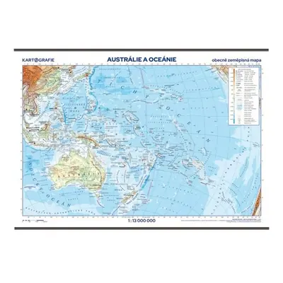 Austrálie a Oceánie – školní nástěnná obecně zeměpisná mapa