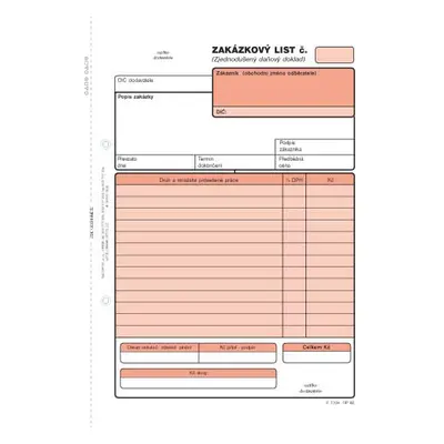 Zakázkový list /samopropis/ A5