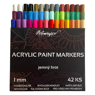 Artmagico akrylový popisovač s jemným hrotem (1 mm) 42 ks | 80296