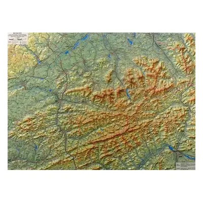 Beskydy - reliéfní - 1:100 000 - nástěnná mapa