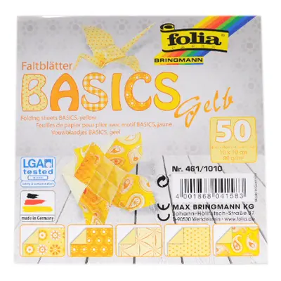 Origami papír Basics 80 g/m2 - 20 × 20 cm, 50 archů - žlutý