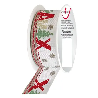 Vánoční dárková stuha textilní 2 m/40 mm - Xmas