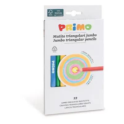 Pastelky trojboké PRIMO JUMBO, tuha průměr 5,5 mm, 12 ks, papírový obal