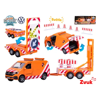 Kids Globe Traffic Volkswagen Transporter 27 cm kov zpětný chod s se světlem a zvukem