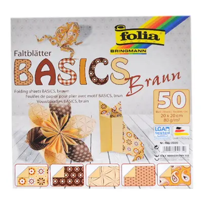 Origami papír Basics 80 g/m2 - 20 × 20 cm, 50 archů - hnědý