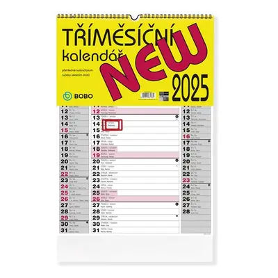 BOBO Kalendář nástěnný 2025 tříměsíční New