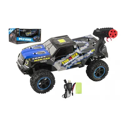 Auto RC terénní modré 39 cm plast 2,4 GHz na baterie + dobíjecí pack