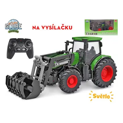 Kids Globe R/C traktor zelený 27 cm s předním nakladačem na baterie a se světlem 2,4 GHz